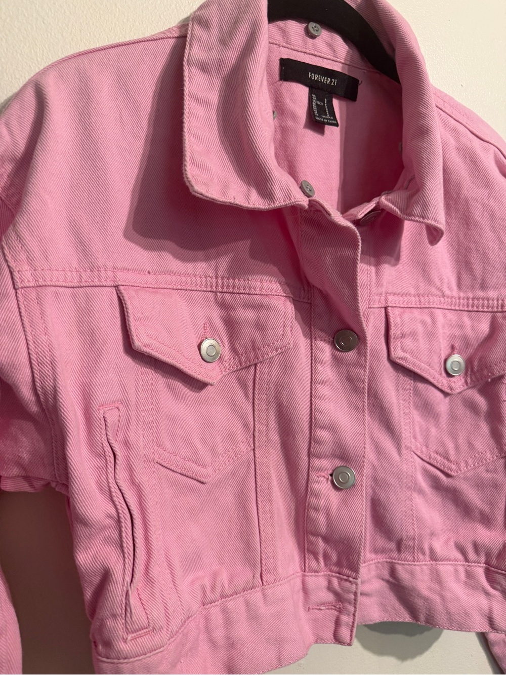 Forever 21 Pink Cropped Denim Jacket - Picture 5 of 8
